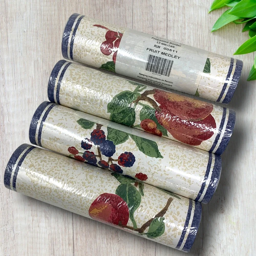 Vintage Longaberger Fruit Medley Wallpaper Border 4 Rolls 60 Ft NEW Y2K
